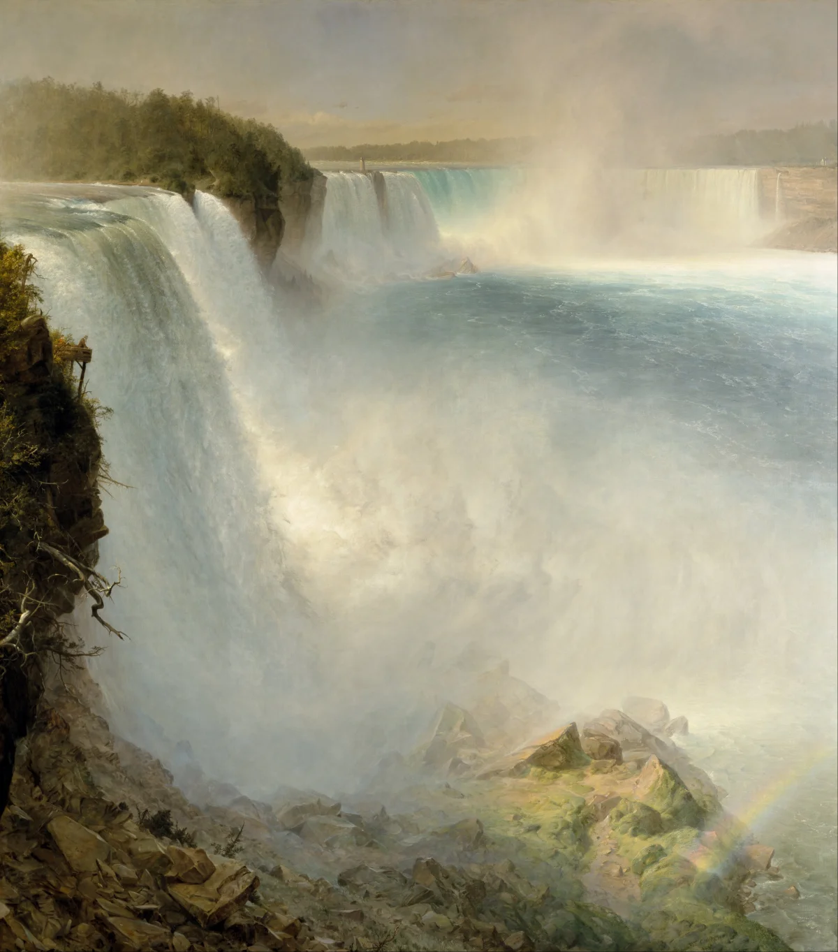 Galerie d'exposition lumineuse avec des tableaux sur des murs blancs, quelques visiteurs en contemplation silencieuse.