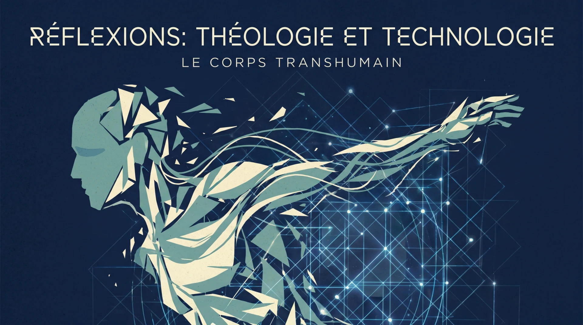 Main humaine ouverte devant une trame lumineuse évoquant le corps et les technologies numériques.