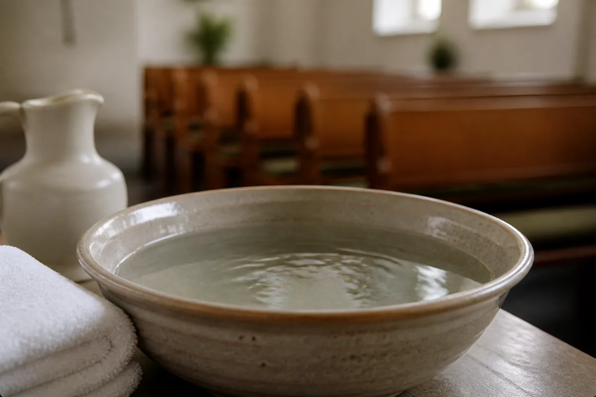Vasque d'eau pour un baptême protestant