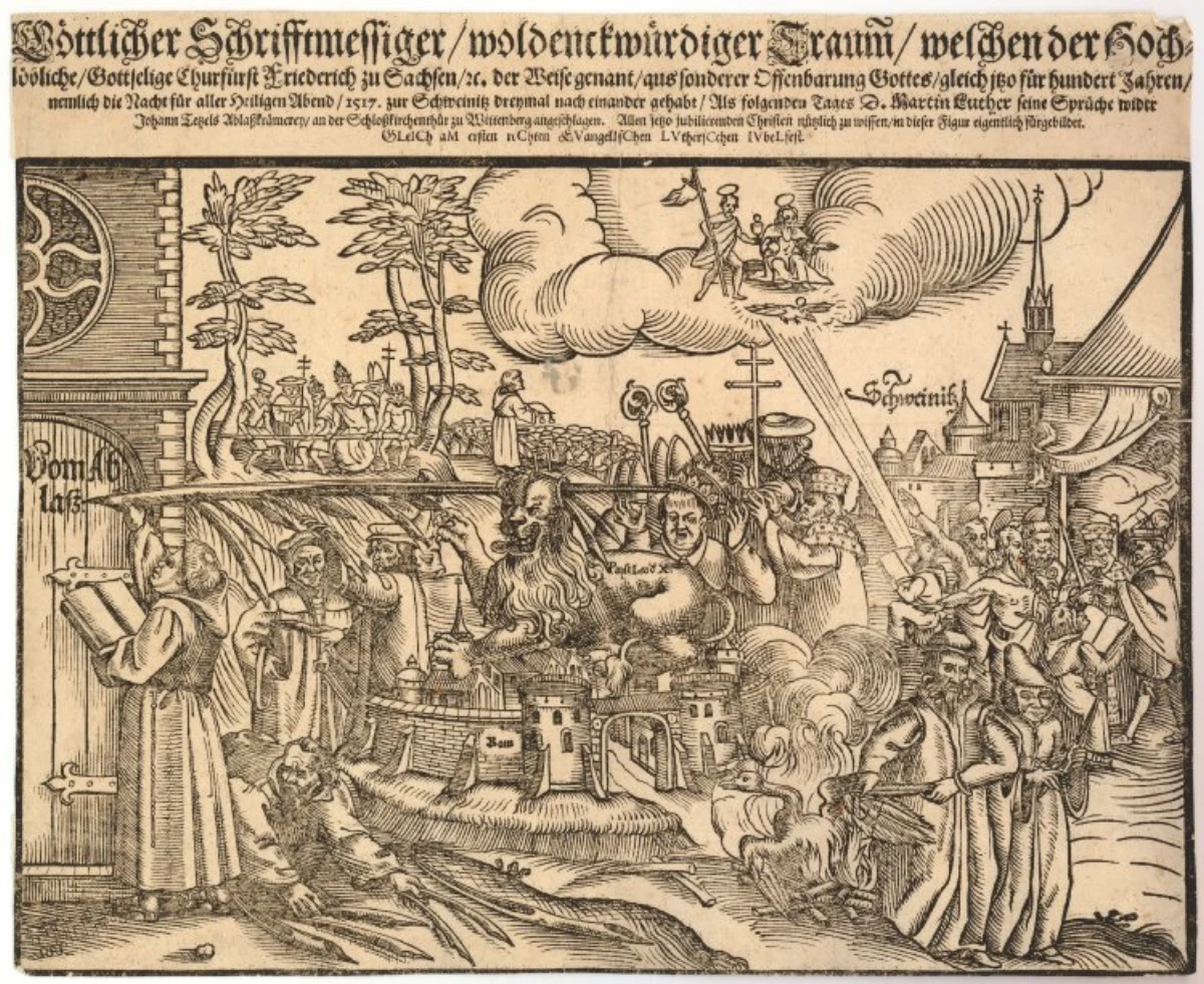 Luther affichant ses thèses à Wittenberg, gravure du XIXe siècle
