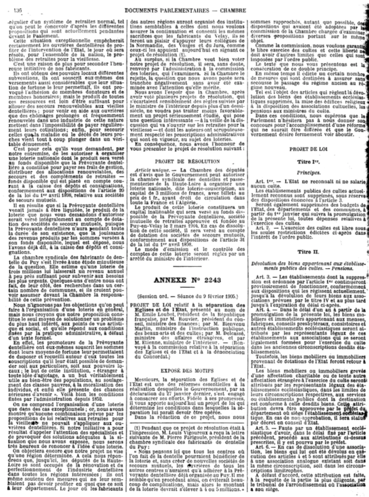 Séparation de l'Église et de l'État, loi de 1905